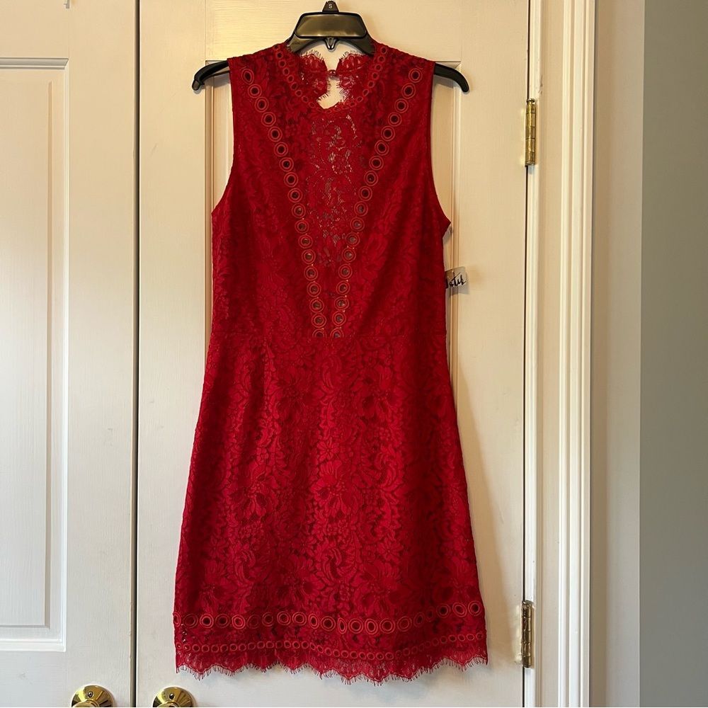 NWT Saylor x Free People Red Cherie Lace Mini Dress Size Large
